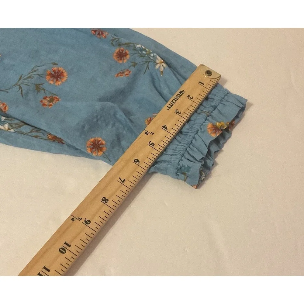 NWT ANA Bethany Peasant Blouse Crop Top Floral Print ElasT Puff Sleeve Sz 0X NEW - Picture 7 of 8